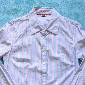 J Crew Soft Blue Shirt Pink Striped